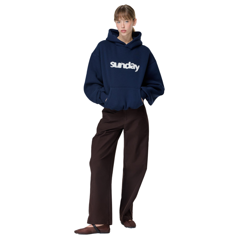 heavyweight applique sunday hoodie navy