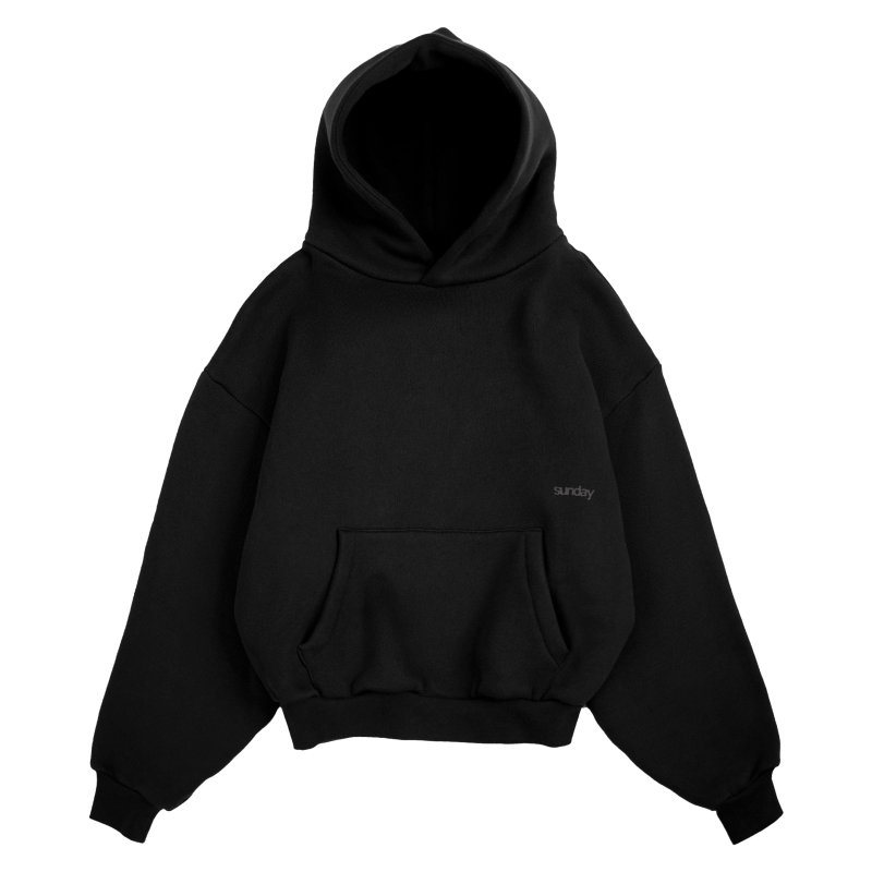 Heavyweight Script Sunday Hoodie – Black